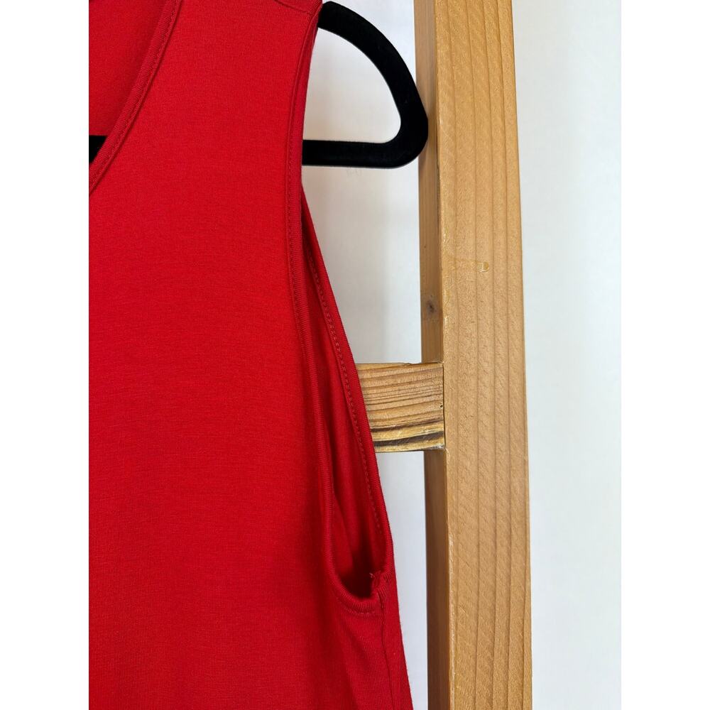 Comfy USA Red Sleeveless Scoop Neck Maxi Dress or Long Tank Large - Picture 3 of 7